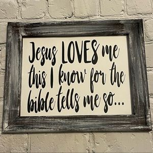 🪧 Hand Crafted Reverse Canvas 8" x 10"  Jesus Loves Me Sign